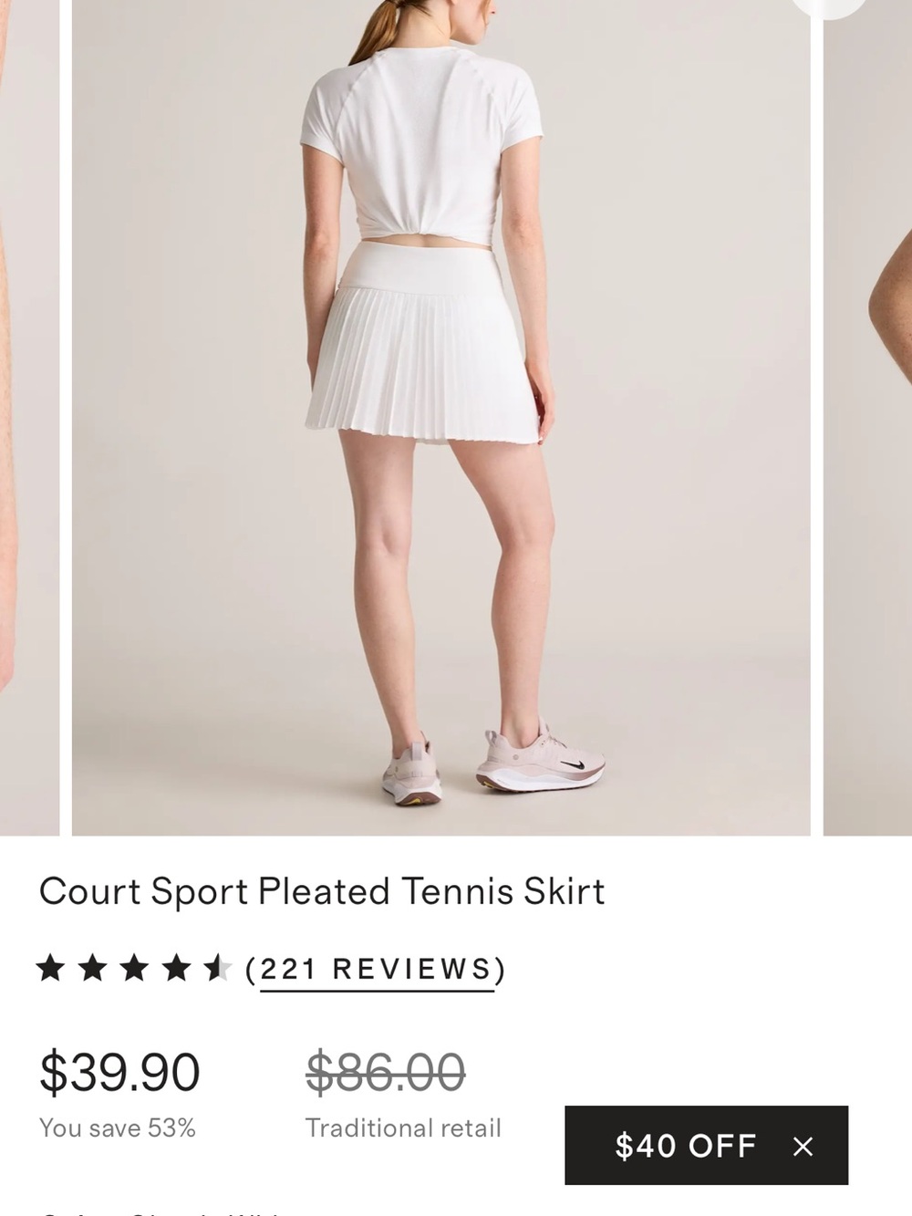 Quince White Pleated Court Sport Tennis Skirt - S